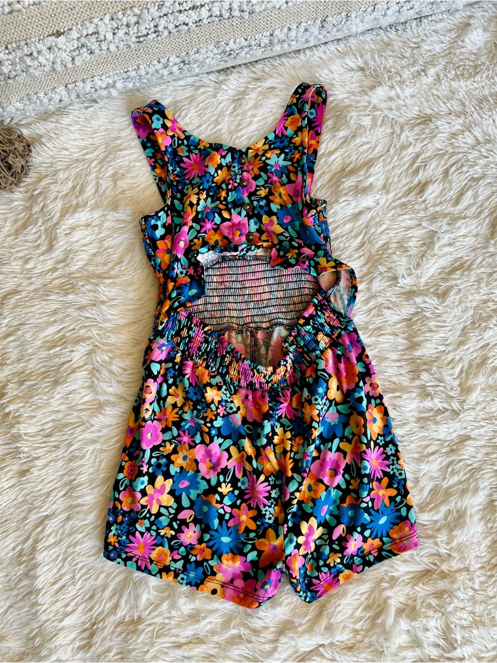 FabKids Colorful Floral Keyhole Romper Jumpsuit Girls 8 M